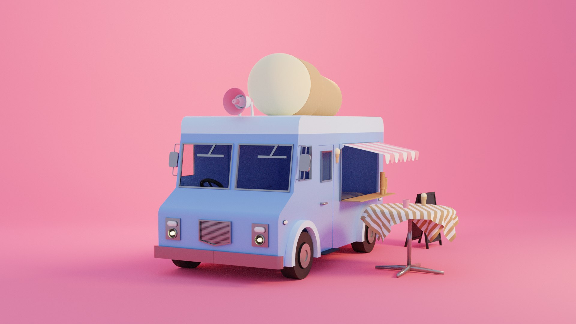 3d Model Cartoon Ice Cream Truck 3d Model Turbosquid 1982545