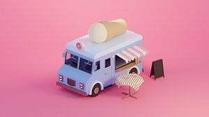 Cartoon Ice Cream Truck  3D model