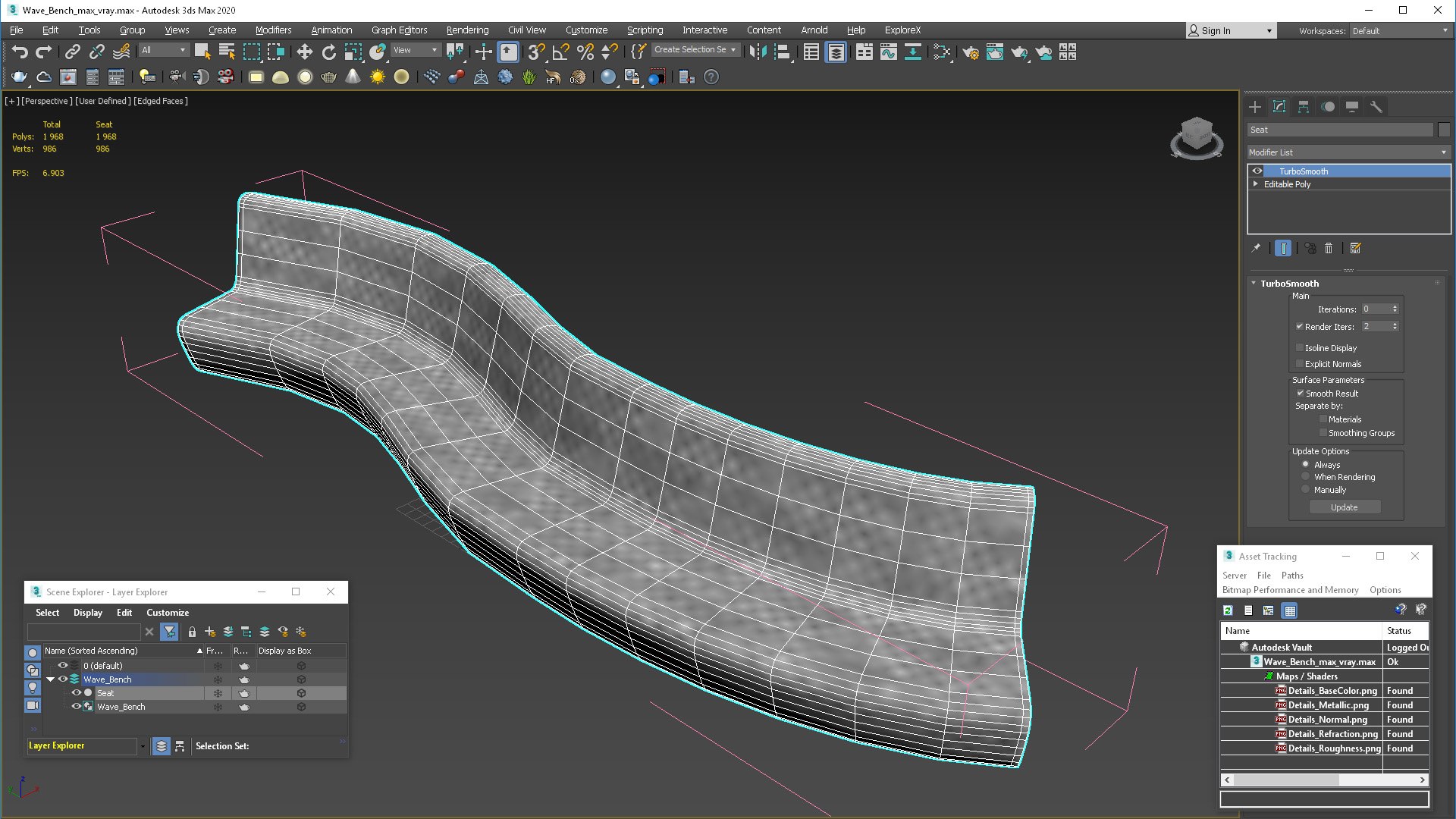 Wave Bench 3D Model - TurboSquid 2309995