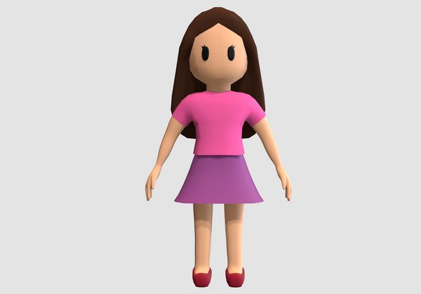 pretty cartoon girl 3D model