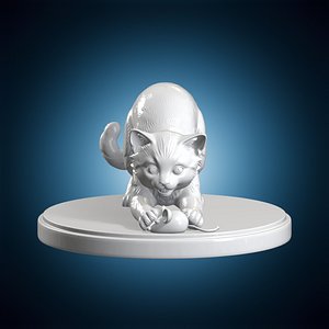 Kitten Pouncing 3D Print Model