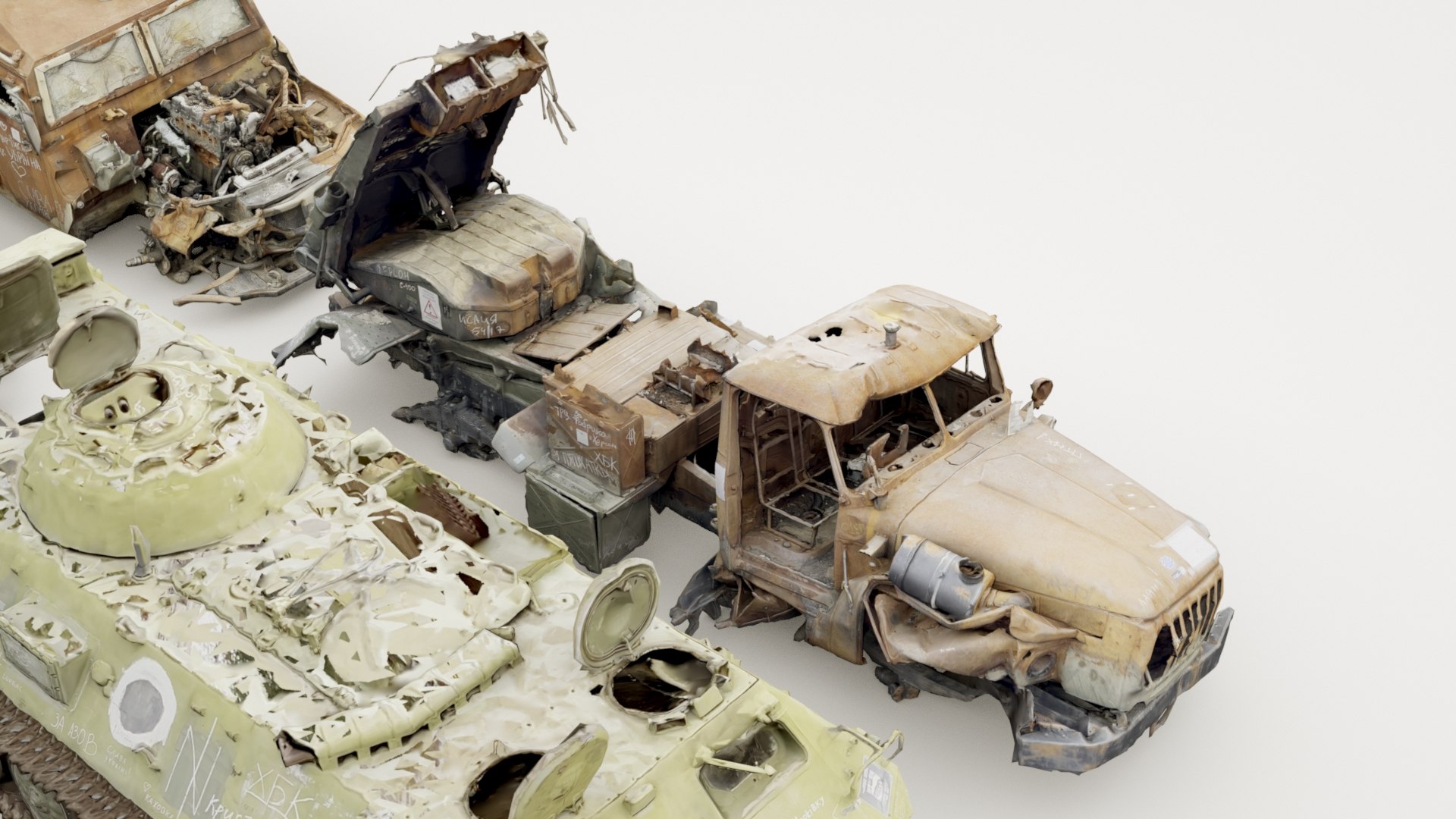 3D Destroyed russian armored vehicles Vol2 https://p.turbosquid.com/ts-thumb/Bd/7A6D8s/hF/364_destrmilitary_vol2_0010/jpg/1697909153/1920x1080/fit_q87/d12cb119d73eaf140230fe803ae95a6ee414b233/364_destrmilitary_vol2_0010.jpg