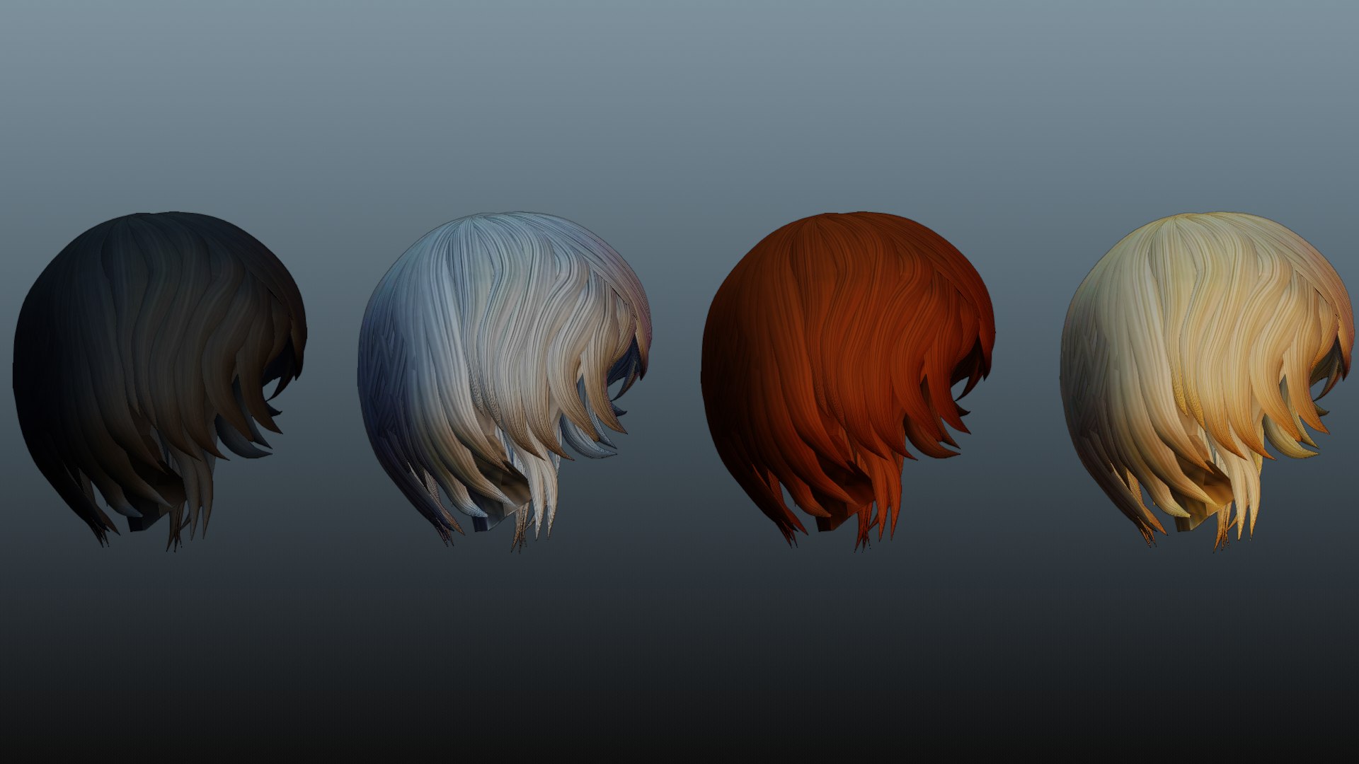 Female Hair 4 Colors 3D Model - TurboSquid 2198646