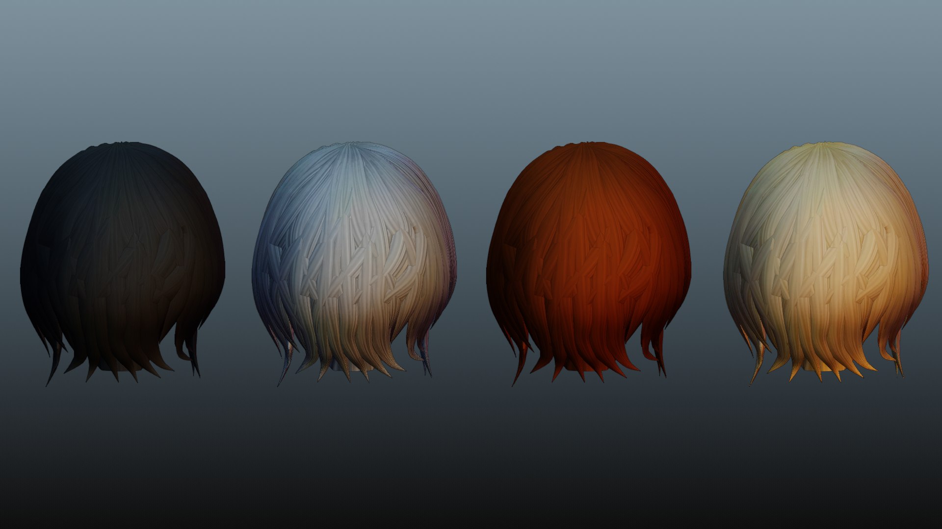 Female Hair 4 Colors 3D Model - TurboSquid 2198646