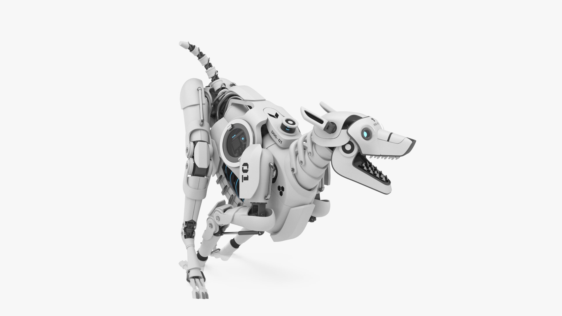 Running Futuristic Robotic Dog White 3D model preview
