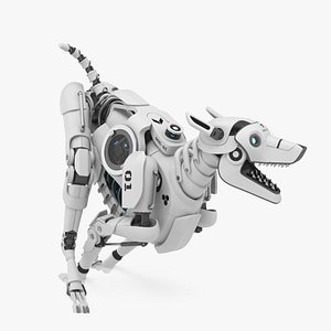 Running Futuristic Robotic Dog White