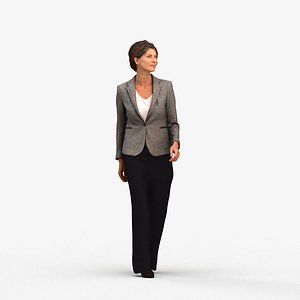 00442Zoe004 - Adult Caucasian woman walking through office in autumn or spring business attire 3D model