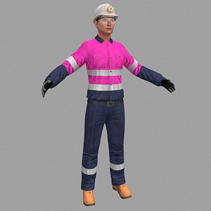 female miner worker 3D