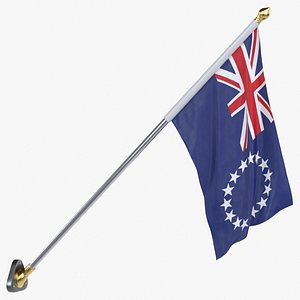 Cook Islands Cloth Flag Wall Mount Animated Loop 3D model