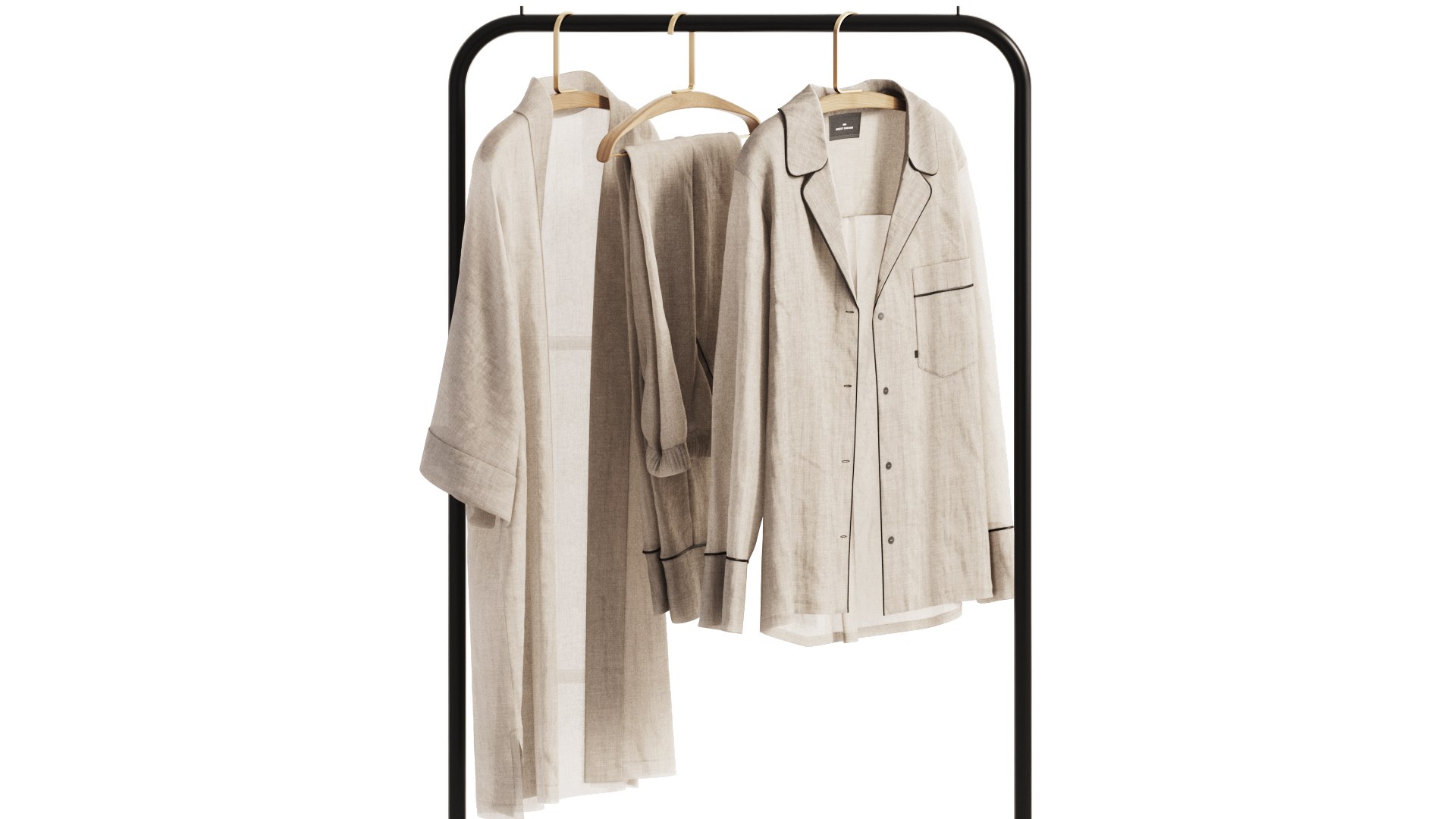 3D Linen Clothes On Rack Model - TurboSquid 2258319