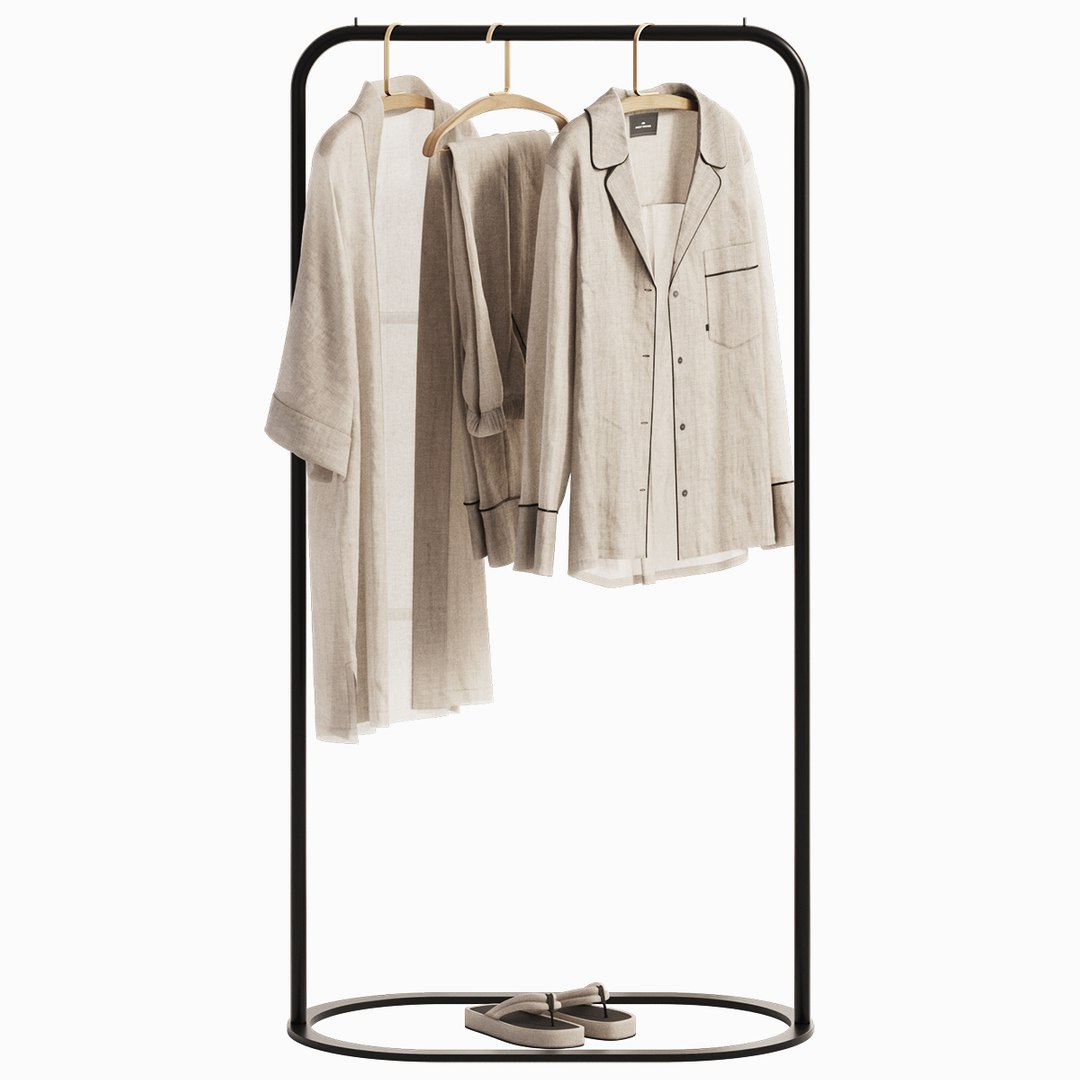 3D Linen Clothes On Rack Model - TurboSquid 2258319