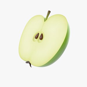 Cartoon Green Apple Half 3D model