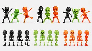 Cute Dancing Skeleton Robot 3D Model Mechanical Cartoon Skeleton Rigged Separate Parts