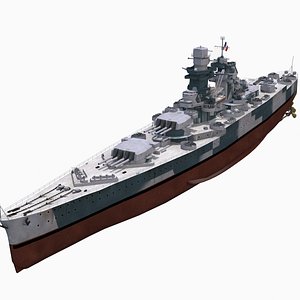 3D French Richelieu battleship 1943 model