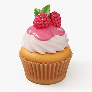 3D Raspberry Cupcake with Glaze