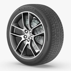 Black and Silver Alloy Wheel with Grey Caliper 3D model