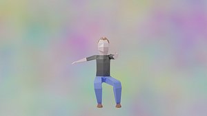 Rigged LowPoly Character Man with T-shirt and jeans