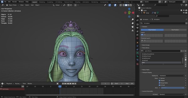 Cartoon Bride Blender Rigged 3D model - TurboSquid 1859839