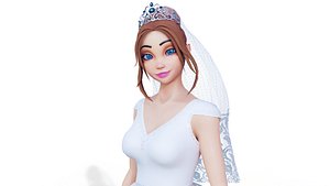 Cartoon Bride Blender Rigged 3D model