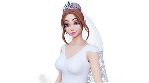 Cartoon Bride Blender Rigged