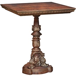 Wooden Classic Rustic Carved Dinner square Coffee Table 3D model 3D