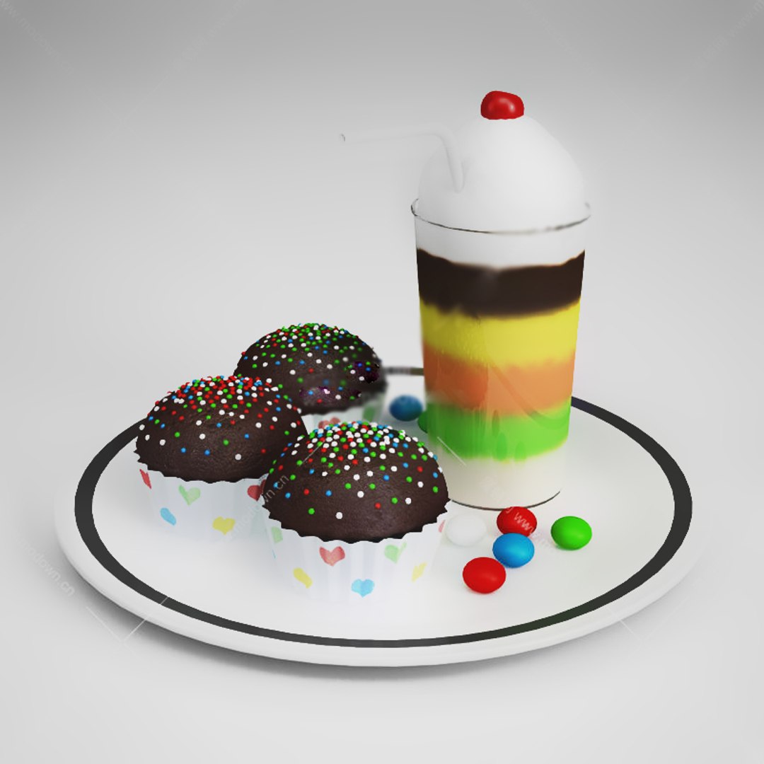 Birthday cake with ice cream cone 3D model 3D model  CGTrader