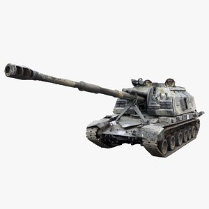 3D Destroyed 2S19 Msta 152 mm self-propelled howitzer M1990  Farm