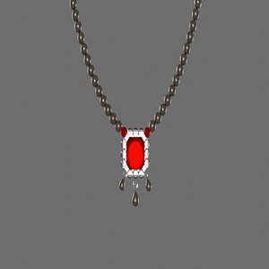 3D Ruby heart Daimond Necklace