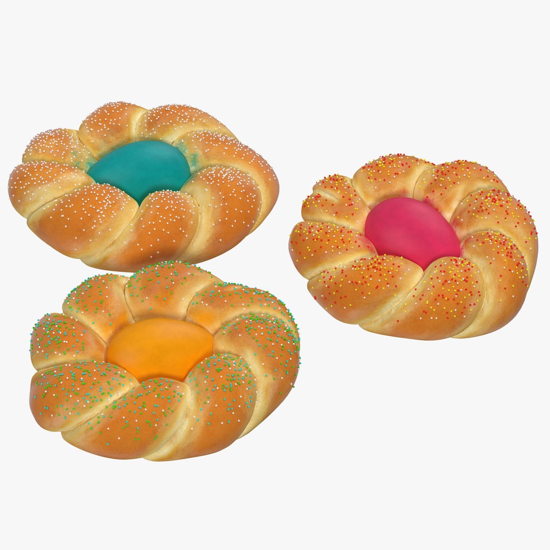 Easter Bread 3D Models Set 3D model preview
