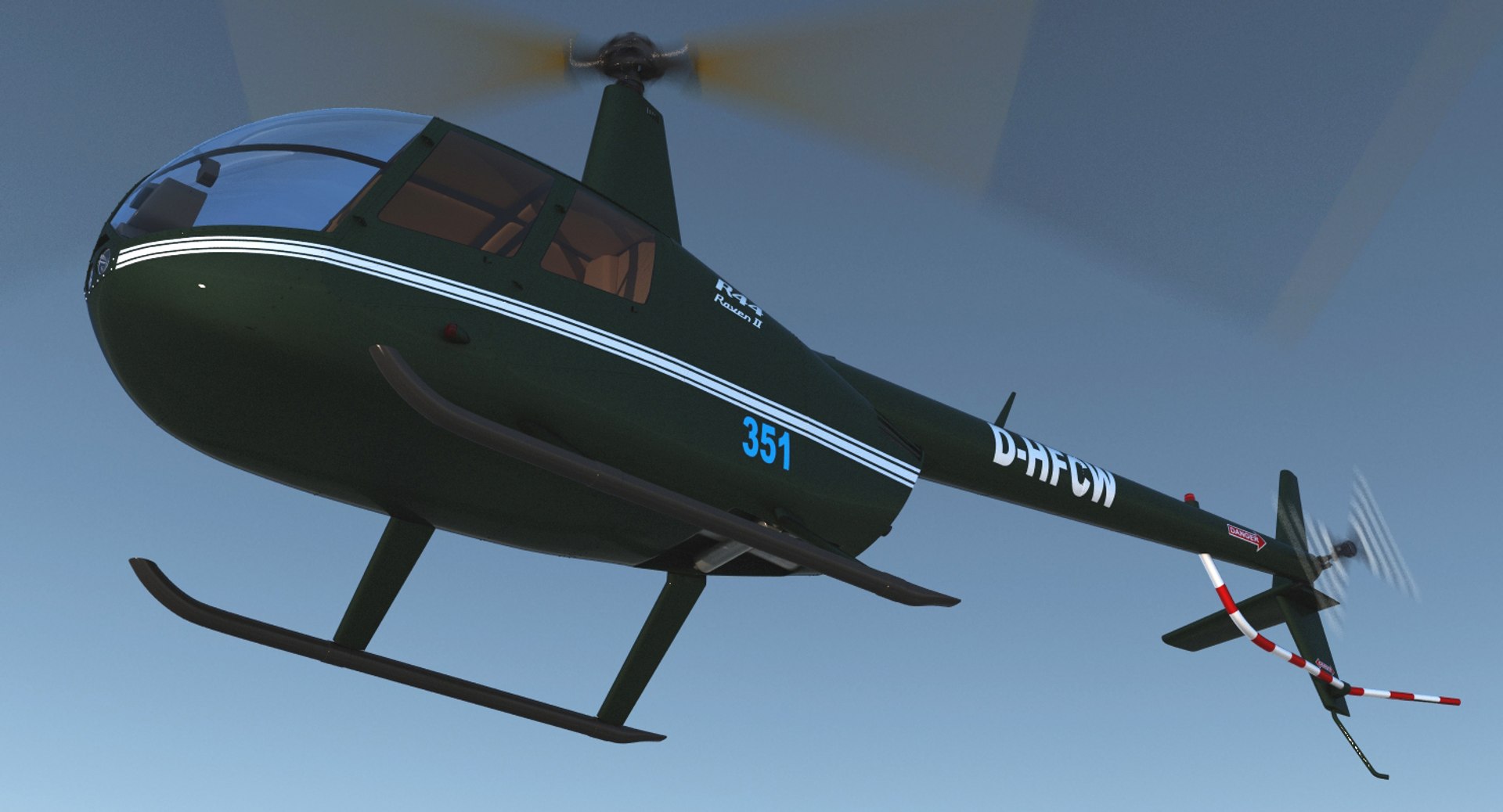 Light Helicopter Robinson R44 3d Model