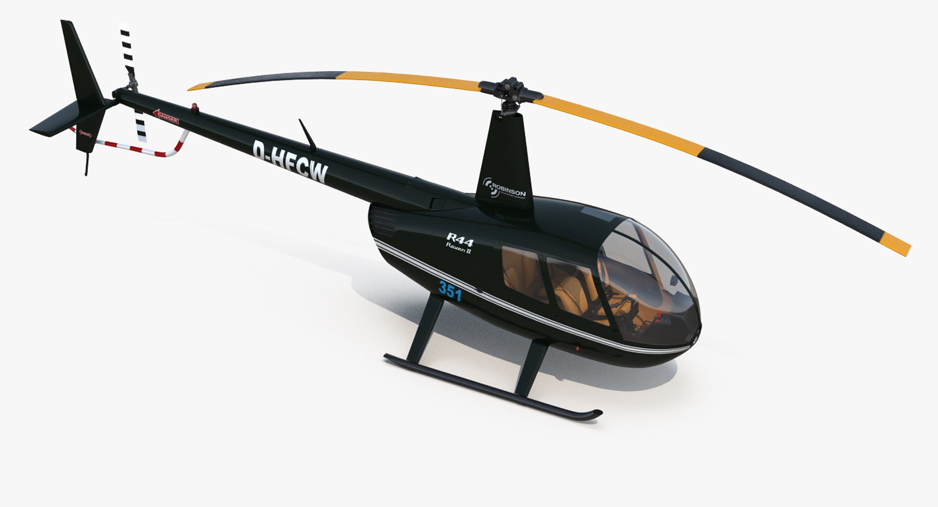 Light Helicopter Robinson R44 3d Model