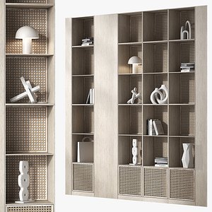3D Shelves with decorative rattan inserts
