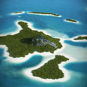 3d model tropical island mountain landscape