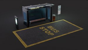 Modern Bus Shelter - Game Ready PBR Asset 3D model