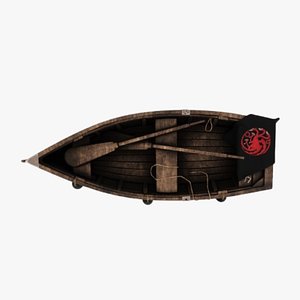 Medieval Fantasy Rowboat for Games  VFX 3D