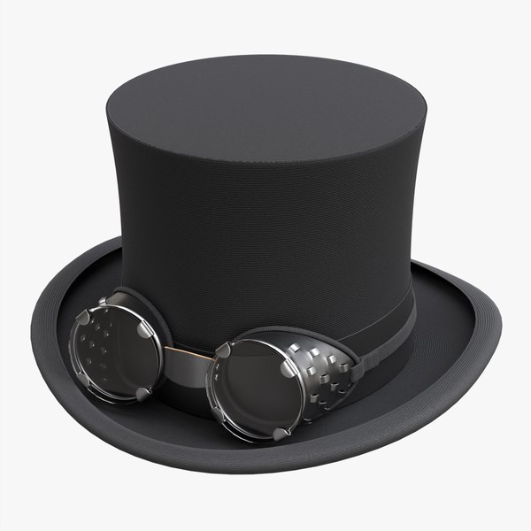 Black top hat with googles 3D model