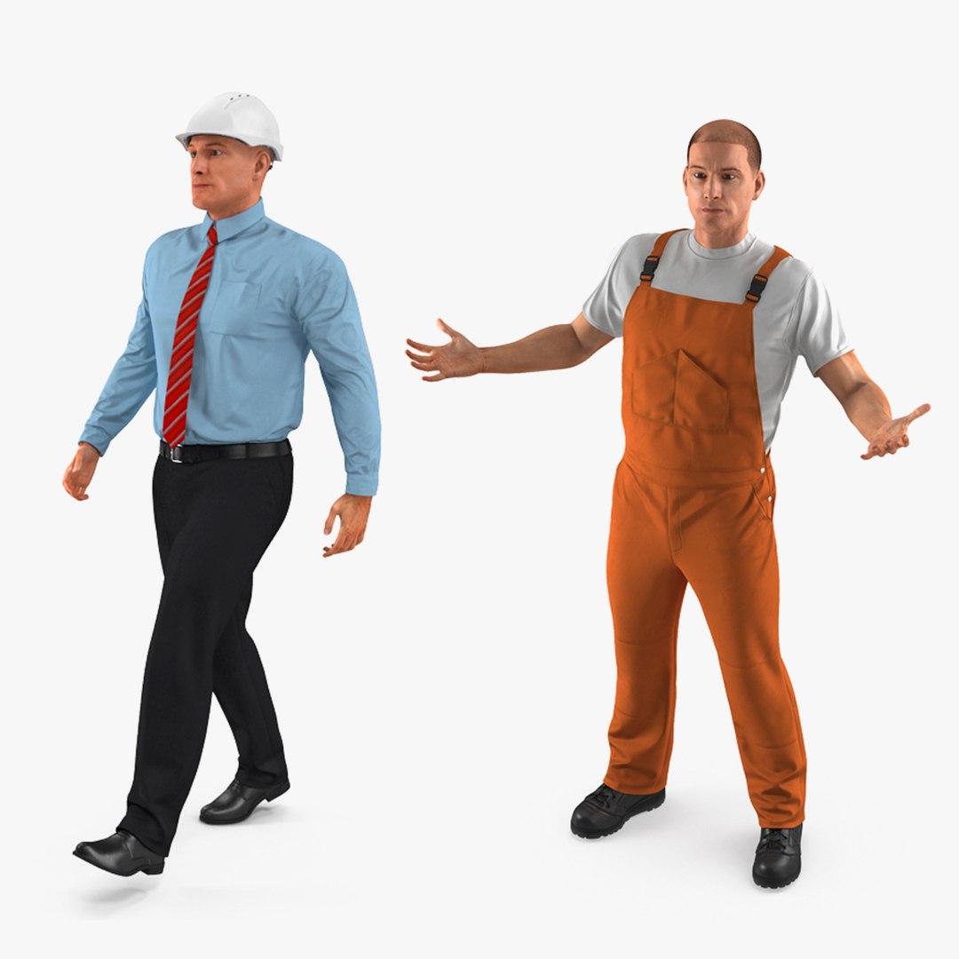 Rigged Construction Engineer and Worker Collection 3D model preview
