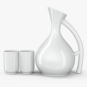 3D Pitcher with Cups PBR model