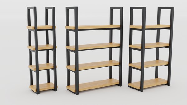 Bookcase - set of 3 pieces - from Klasika Series 3D model