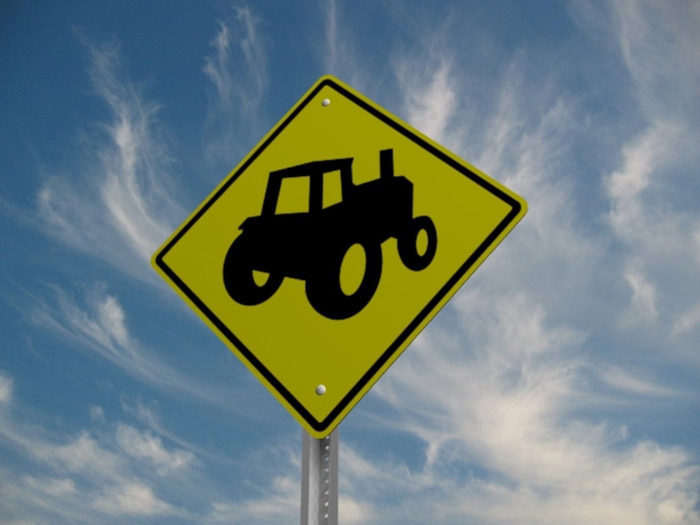 tractor crossing street sign 3d model