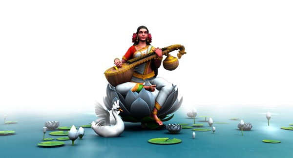 3D god saraswati