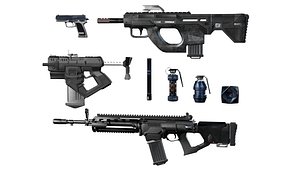 3D Sci-Fi Futuristic Guns and Grenades Collection model