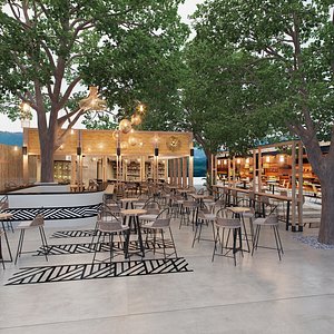 Southeast Asian style outdoor commercial outdoor table and chair combination