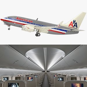 American Airlines Boeing 737-600 with Interior Rigged 3D model