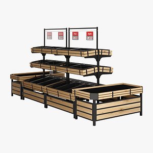 Shelves for Vegetables And Fruits Set 01 by Highbright Retail Solutions 3D model