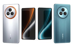 3D Realme NARZO 80 Pro 5G Racing Green  And Silver Low Poly