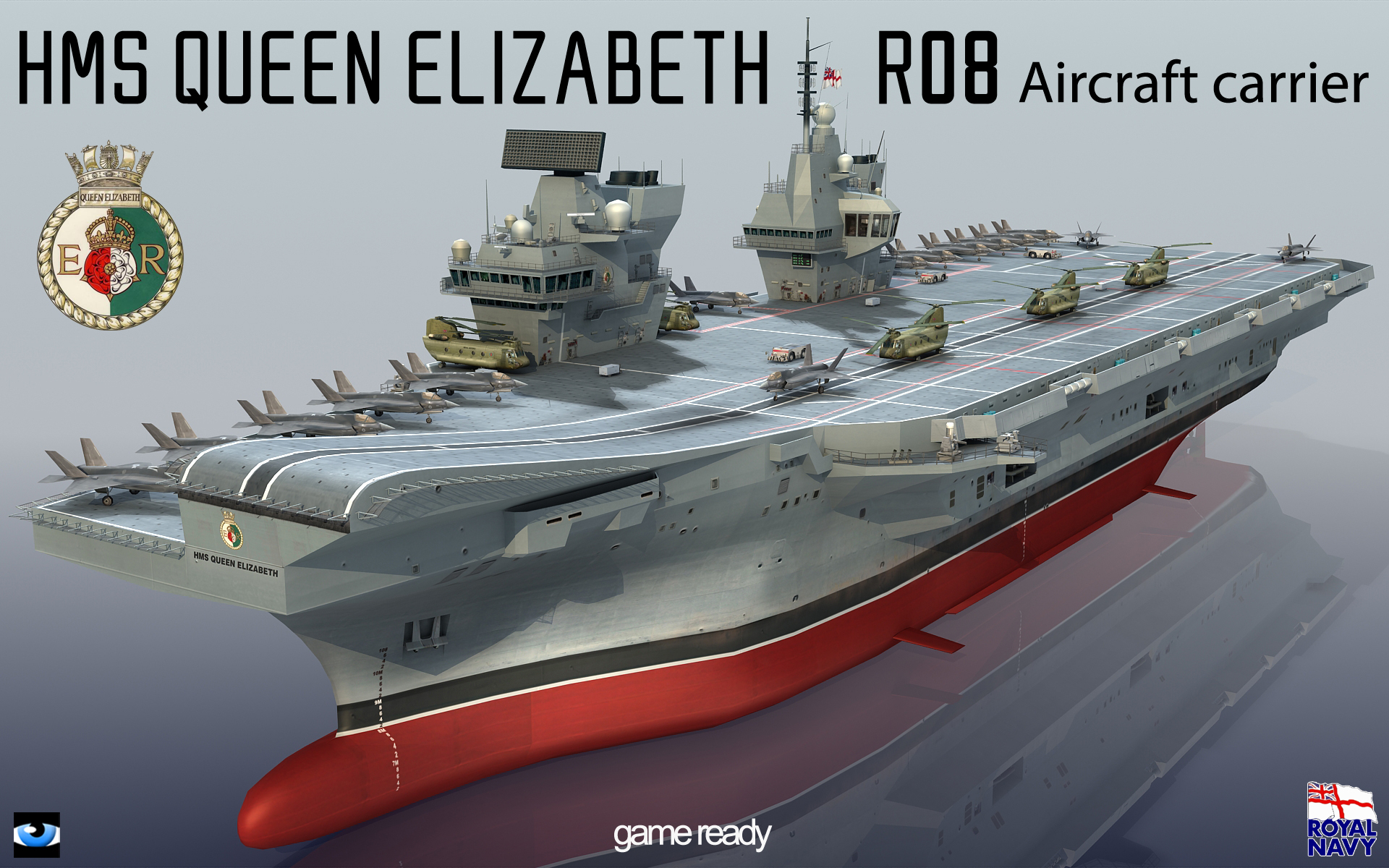 queen elizabeth r08 hms 3d 3ds