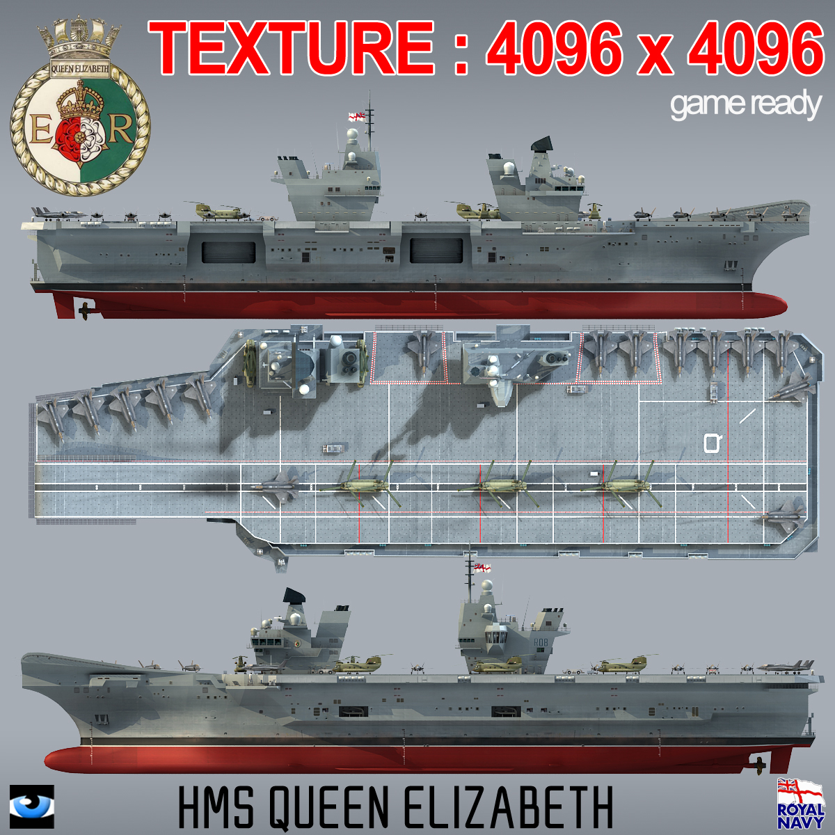 queen elizabeth r08 hms 3d 3ds