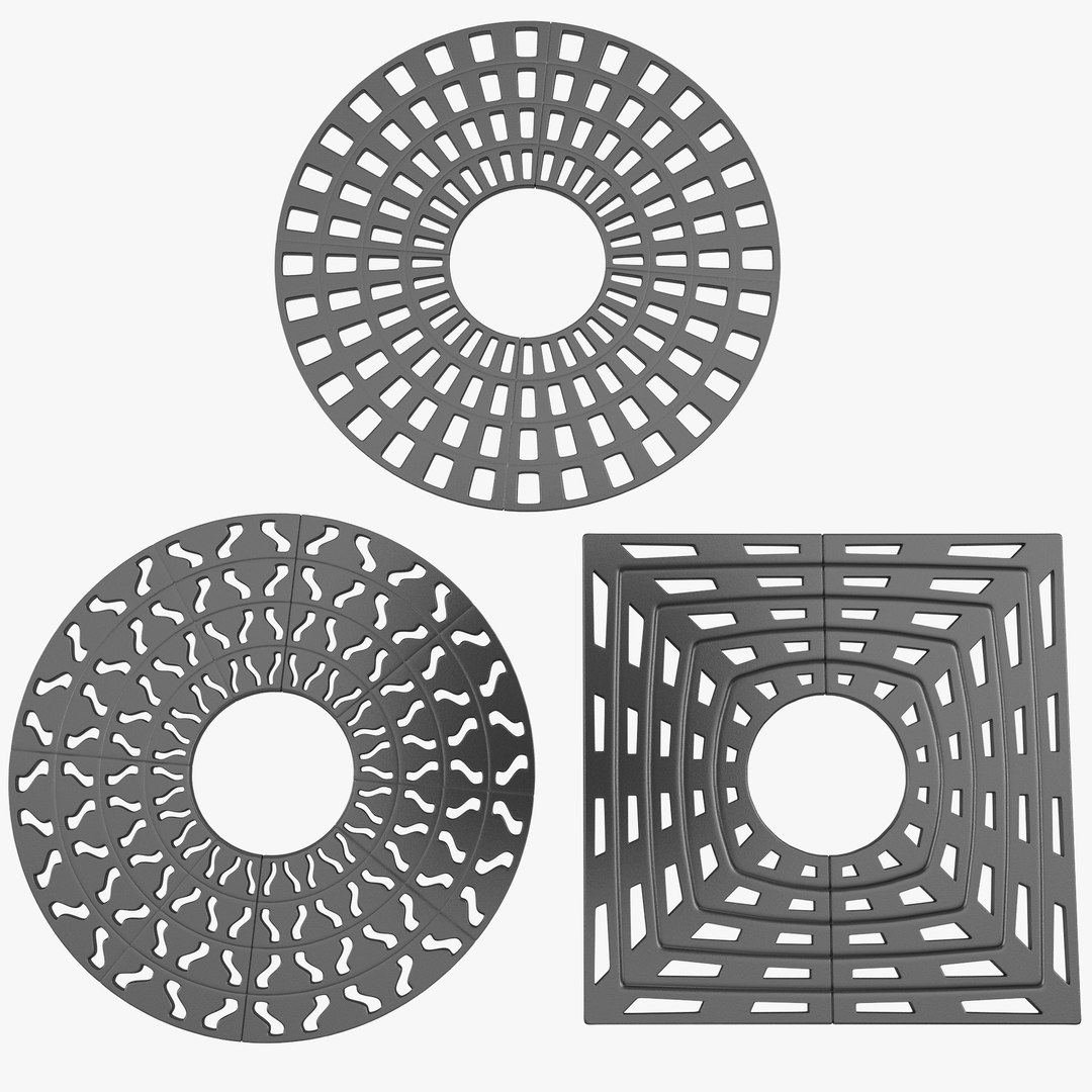Tree Grates Set 3D model preview