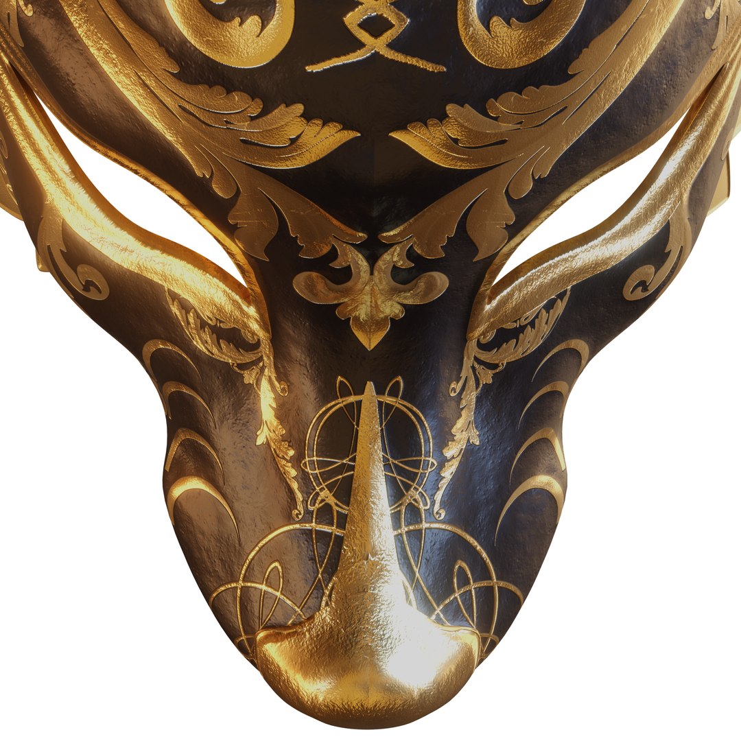 Gold Kitsune Mask 3D Model - TurboSquid 2122287